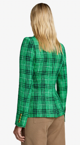 CUT AWAY BLAZER IN KELLY PLAID