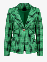 CUT AWAY BLAZER IN KELLY PLAID