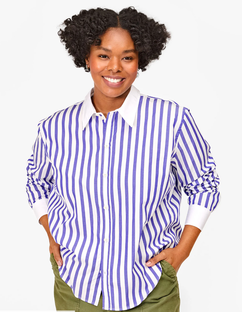 SUZETTE SHIRT IN ROYAL & WHITE STRIPE