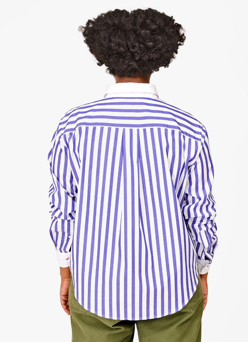 SUZETTE SHIRT IN ROYAL & WHITE STRIPE