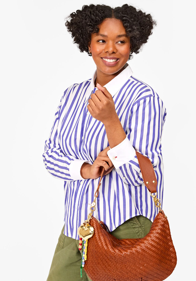 SUZETTE SHIRT IN ROYAL & WHITE STRIPE