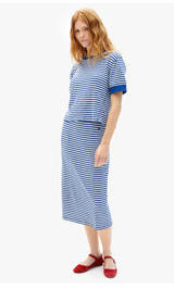 LE TUBE SKIRT IN COBALT & CREAM STRIPE