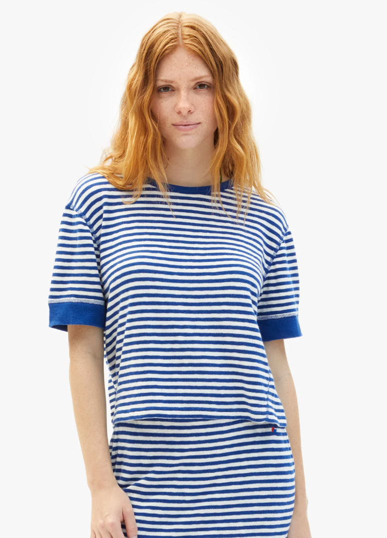 LE BATEAU TEE IN COBALT & CREAM STRIPE