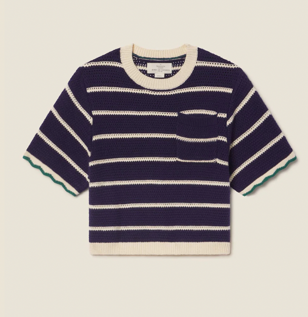 JULES SWEATER T-SHIRT IN NAVY/WHITE STRIPE