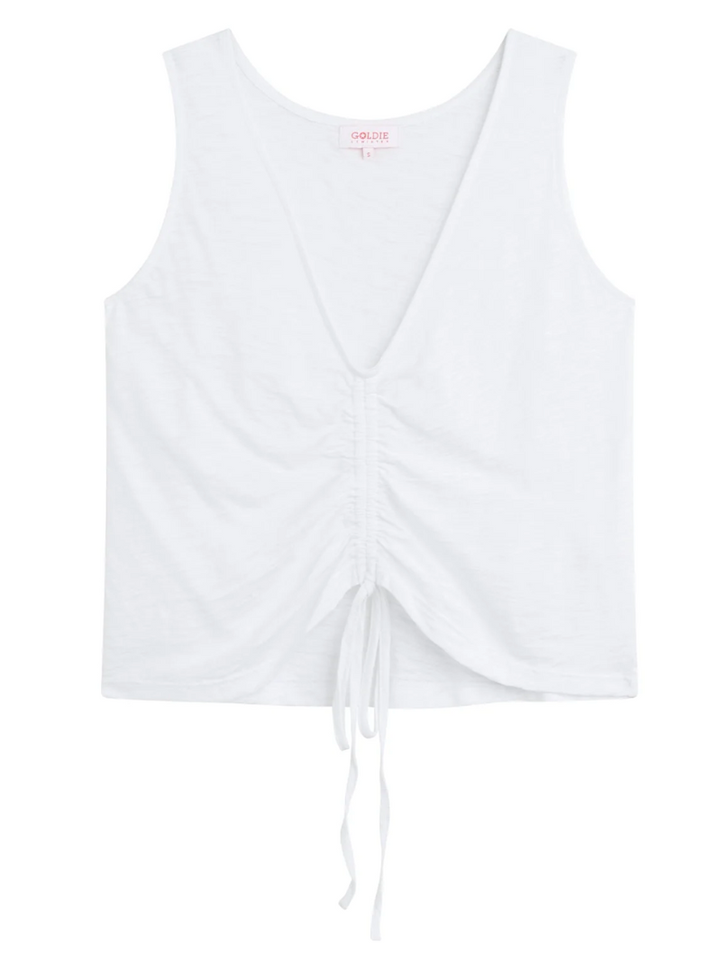 RUCHED SUMMER SHIRT IN WHITE