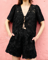 ARCHER LACE SHORT IN JET BLACK