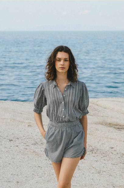 LUCILLE SHORT IN INKWELL GINGHAM