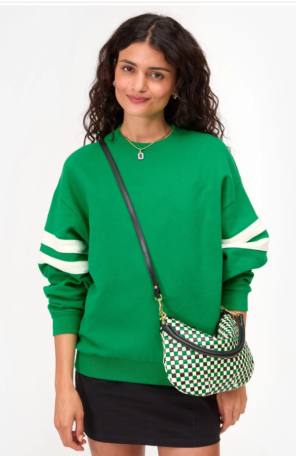 MOYEN PETIT MESSENGER IN GREEN APPLE MULTI WOVEN CHECKER