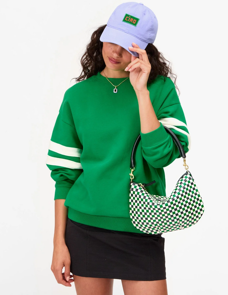 MOYEN PETIT MESSENGER IN GREEN APPLE MULTI WOVEN CHECKER