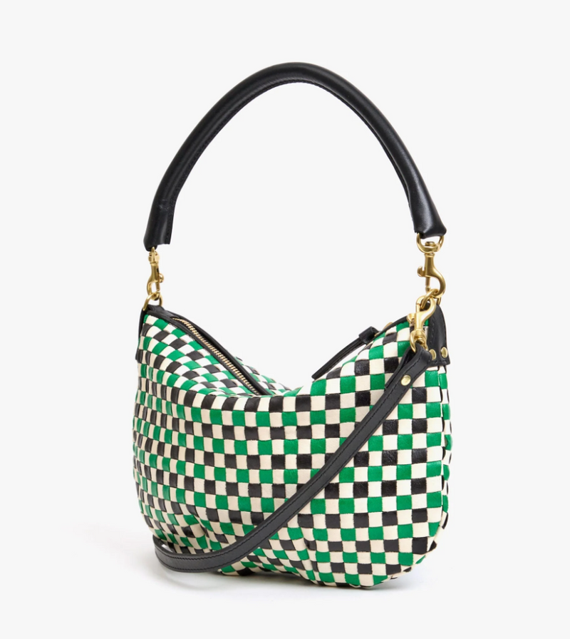 MOYEN PETIT MESSENGER IN GREEN APPLE MULTI WOVEN CHECKER