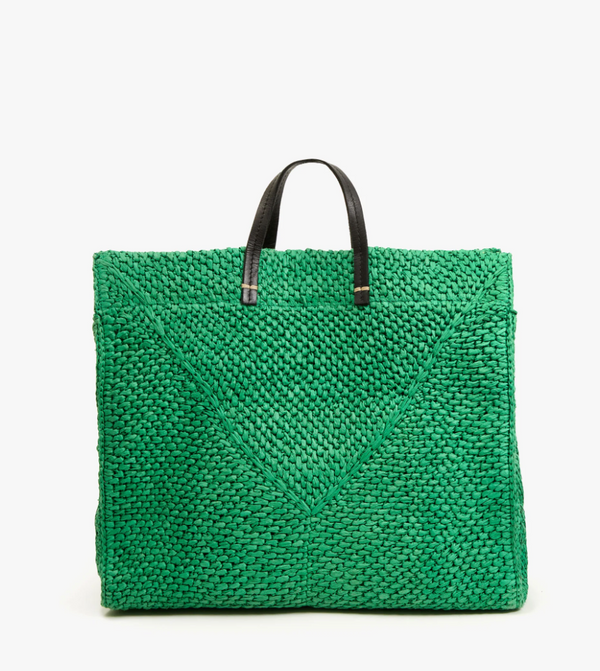 SUMMER SIMPLE TOTE IN GREEN APPLE RAFFIA