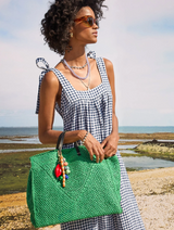 SUMMER SIMPLE TOTE IN GREEN APPLE RAFFIA