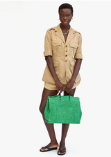 SUMMER SIMPLE TOTE IN GREEN APPLE RAFFIA