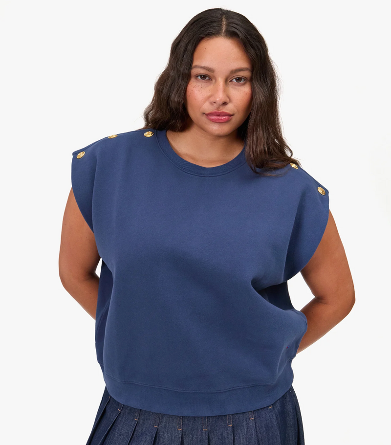 LE VEST IN NAVY W/GOLD ANCHOR BUTTON