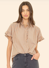 BRIE TOP IN TOFFEE STRIPE