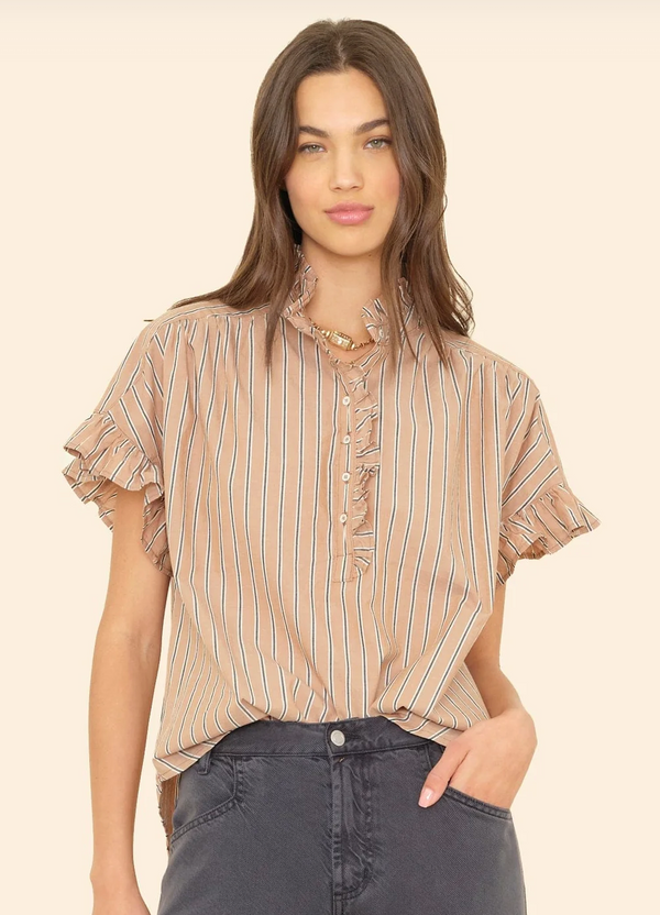 BRIE TOP IN TOFFEE STRIPE