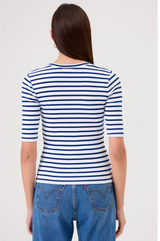 RIB HALF SLV SC0OP IN WHITE/BLUE