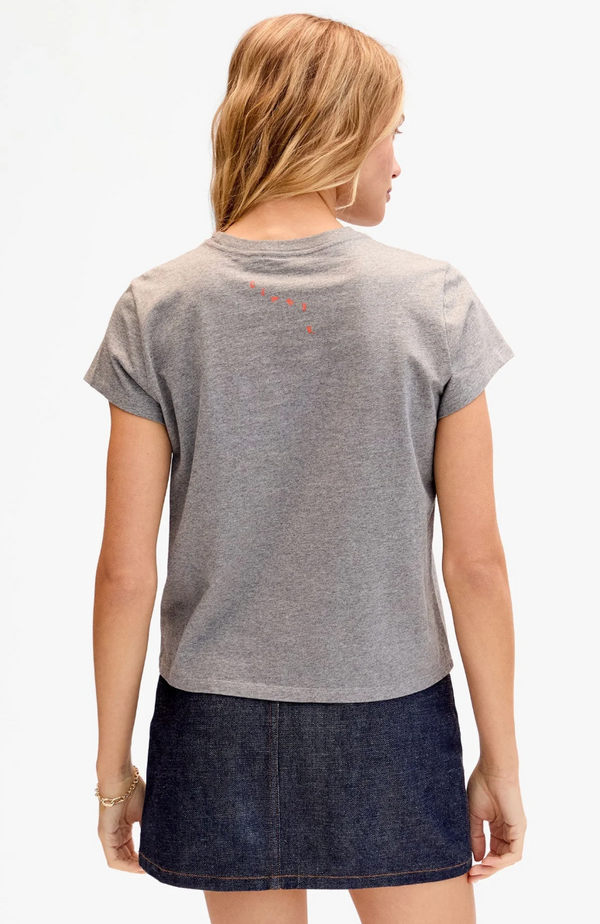 CLASSIC TEE IN GREY MELANGE W/ SAFETY ORANGE BLOCK CIAO