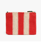 FLAT CLUTCH WITH TABS IN CREAM/BRIGHT POPPY CROCHET CIAO