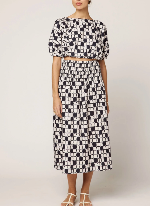 MELANIE MIDI SKIRT IN SAN MARINO PRINT