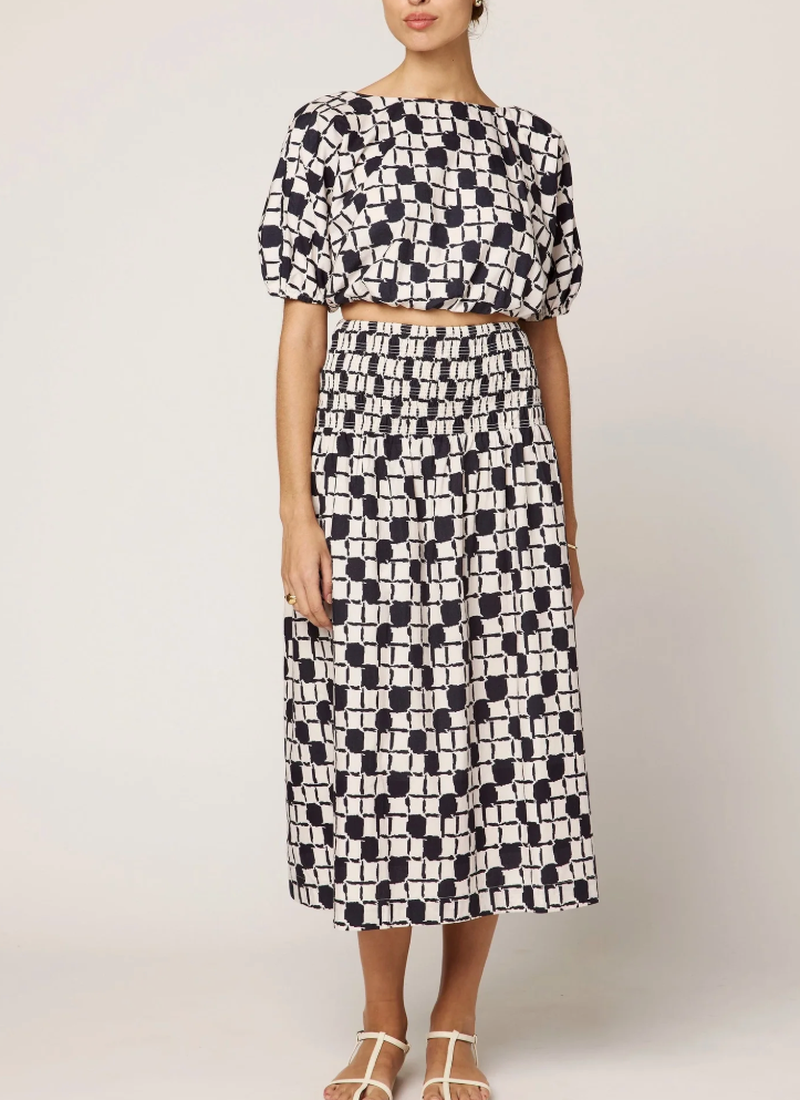 MELANIE MIDI SKIRT IN SAN MARINO PRINT