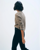 CASHMERE TEXTURED STRIPE CREW IN NEURTRAL COMBO