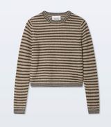 CASHMERE TEXTURED STRIPE CREW IN NEURTRAL COMBO