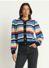 CARMELA CAARDIGAN IN VELOUR MULTI STRIPE