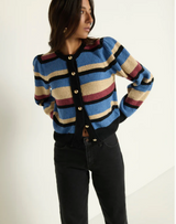 CARMELA CAARDIGAN IN VELOUR MULTI STRIPE