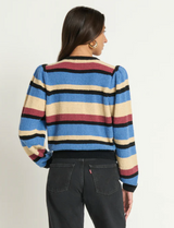 CARMELA CAARDIGAN IN VELOUR MULTI STRIPE