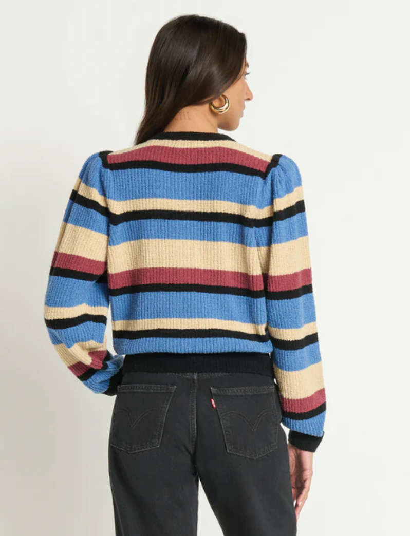 CARMELA CAARDIGAN IN VELOUR MULTI STRIPE