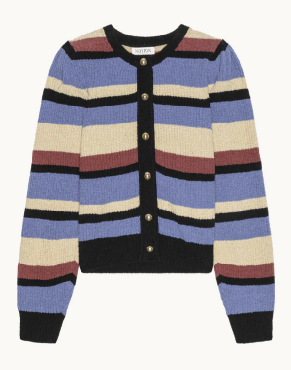 CARMELA CAARDIGAN IN VELOUR MULTI STRIPE