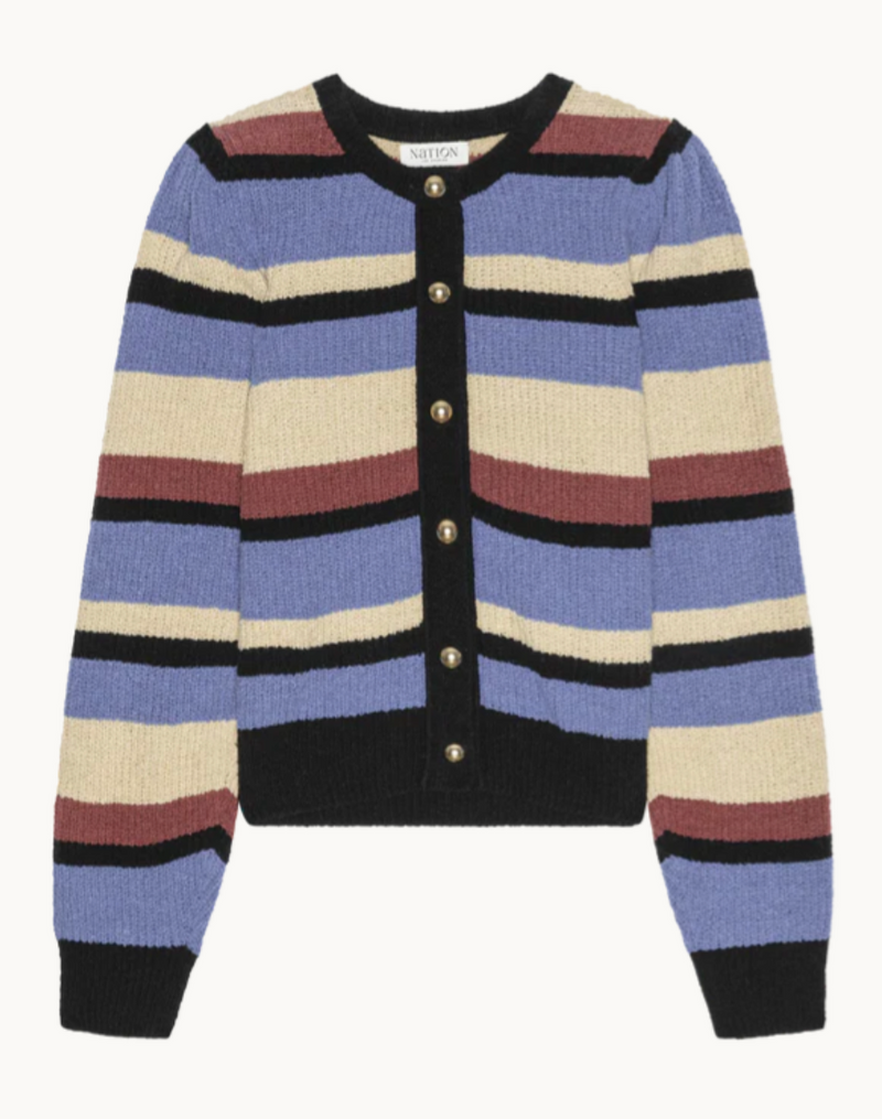 CARMELA CAARDIGAN IN VELOUR MULTI STRIPE