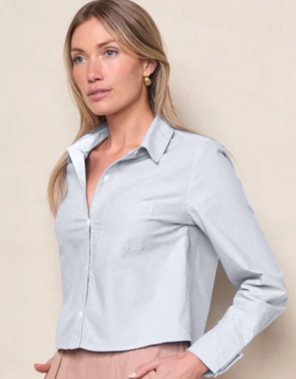 OXFORD CROPPED SHIR IN OXFORD BLUE