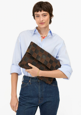 Carryall Clutch w/ Tabs - Nappa & Suede Oversized Checker