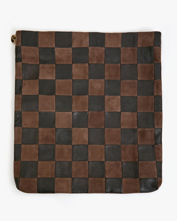 Carryall Clutch w/ Tabs - Nappa & Suede Oversized Checker