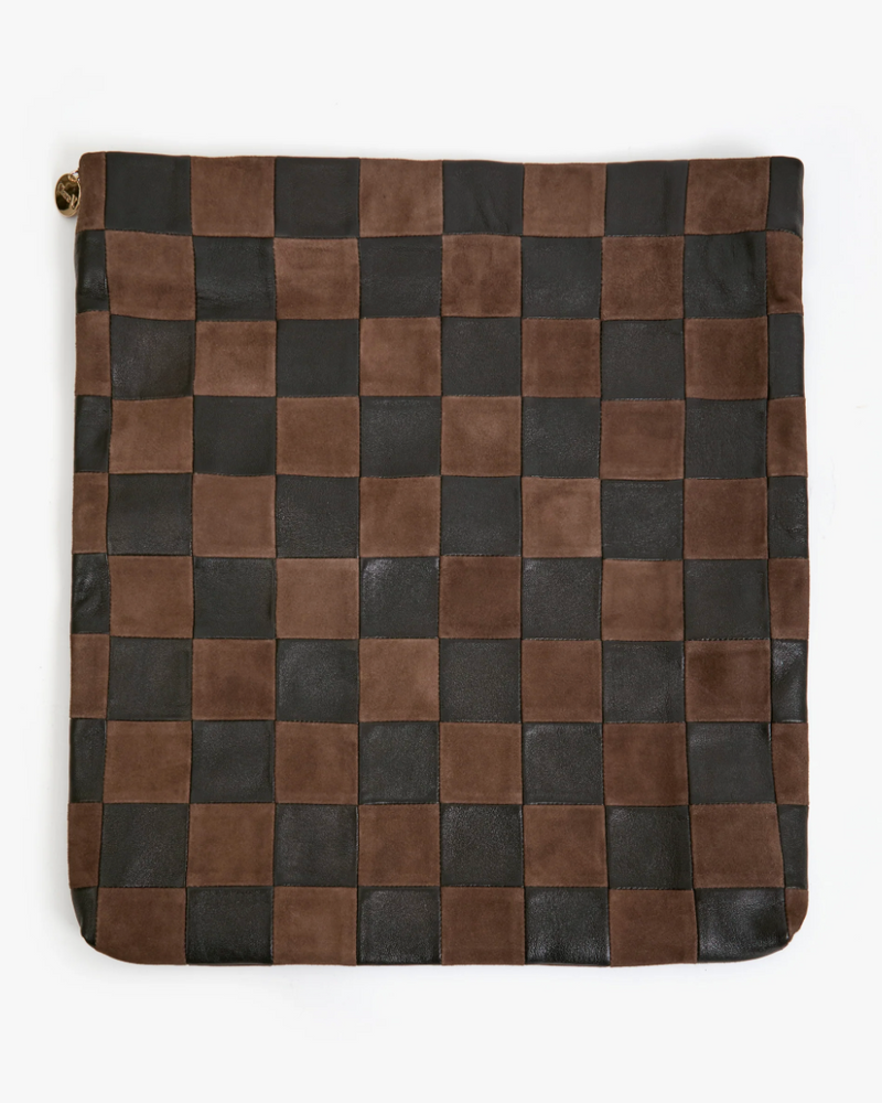 Carryall Clutch w/ Tabs - Nappa & Suede Oversized Checker
