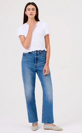 Smocked W/puff Slv in white