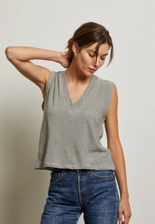 LUCY TANK IN STRIPE JERSEY SPANDEX