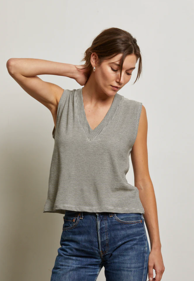 LUCY TANK IN STRIPE JERSEY SPANDEX