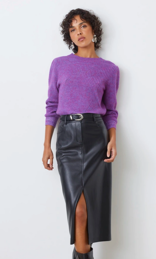 FRIDA LEATHER SKIRT IN NOIR