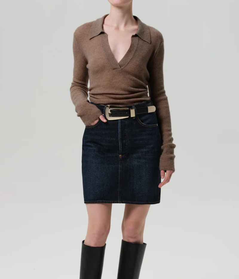 SIMONE POLO SWEATER IN MUSHROOM