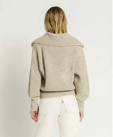 ASHTON COLLARED PULLOVER IN MOONBEAM