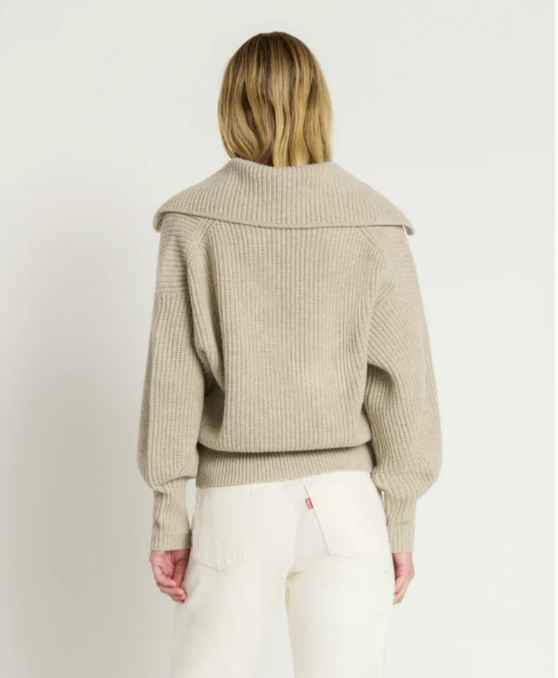 ASHTON COLLARED PULLOVER IN MOONBEAM