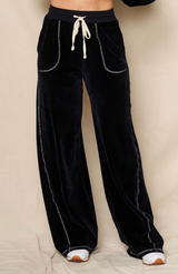 VELOUR LOUNGE PANT IN NAVY