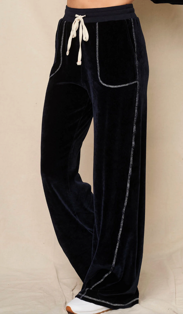 VELOUR LOUNGE PANT IN NAVY