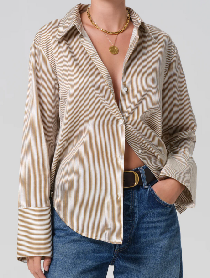 CAMILIA SHIRT IN BRONZE STRIPE