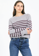 Blakely Cashmere Crewneck in Heather Grey Combo
