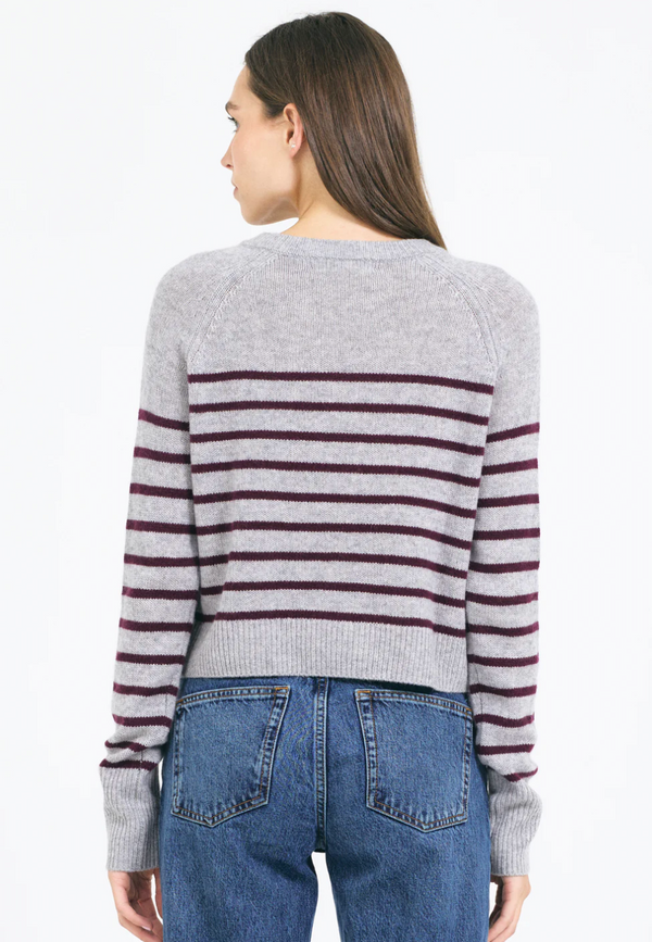 Blakely Cashmere Crewneck in Heather Grey Combo