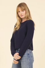 BLAKELY CASHMERE PULLOVER IN NAVY